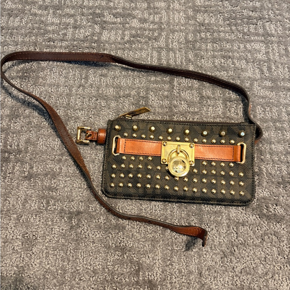 Michael Kors Black and Brown Studded Travel Bag
